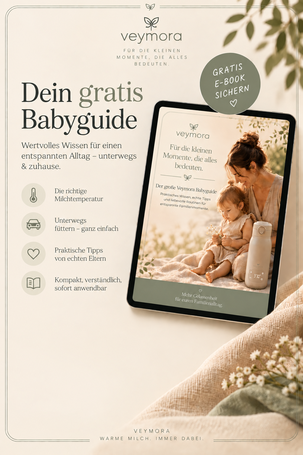 Dein gratis Veymora Babyguide – Wertvolles Wissen für entspannte Familienmomente