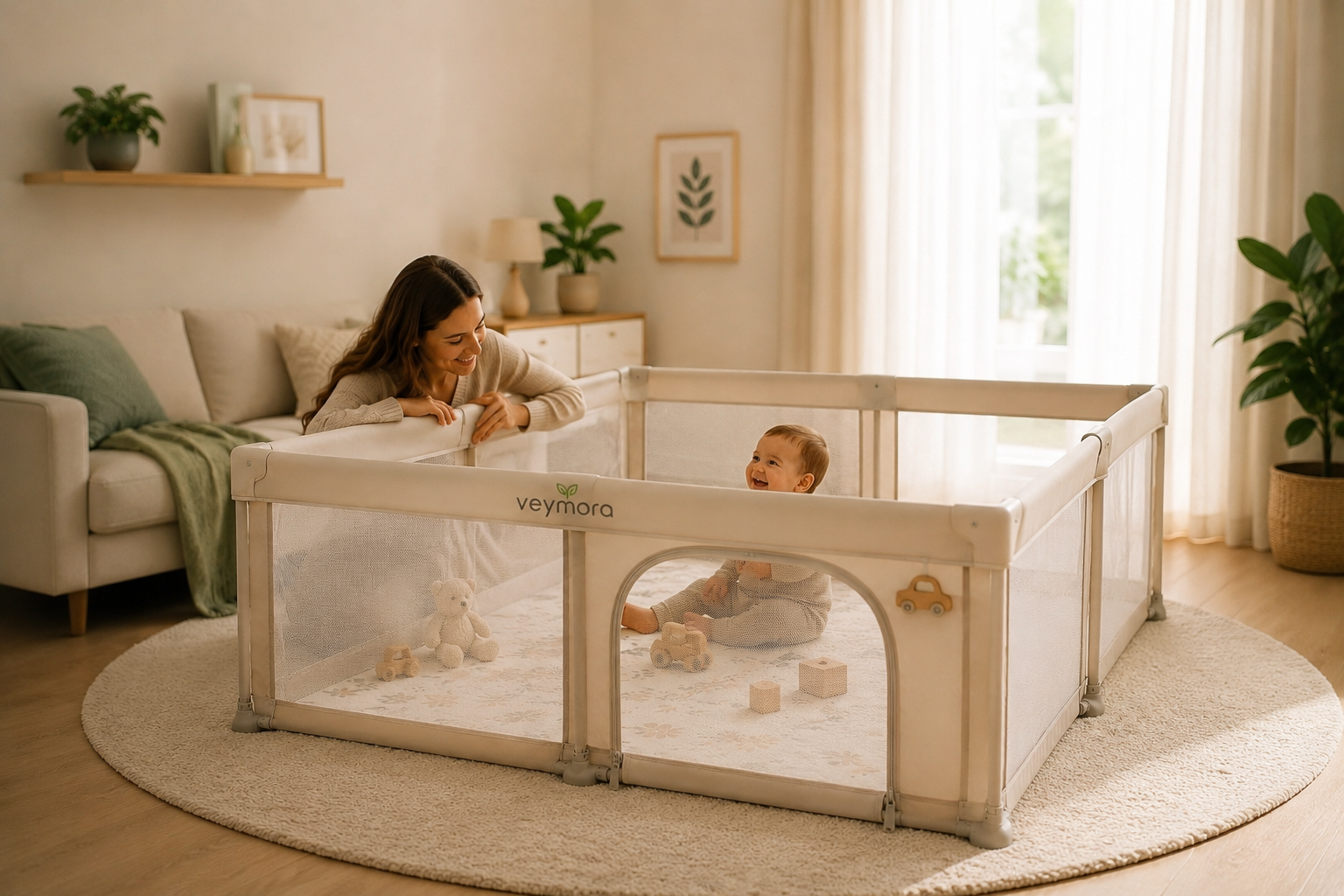 Veymora Baby Playpen im Wohnzimmer